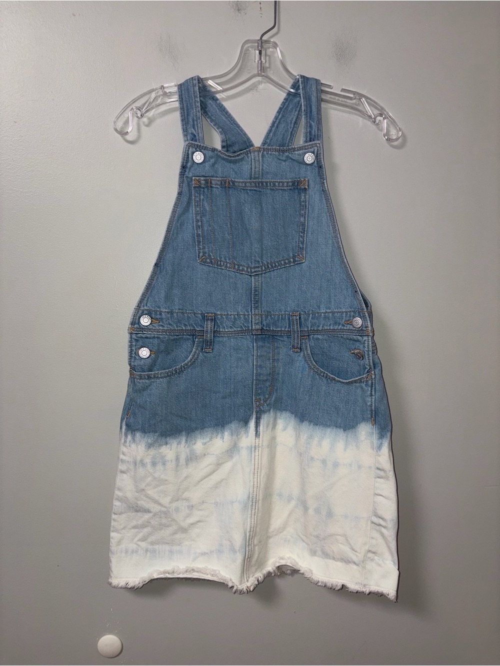 Old Navy Dip Dye Denim Jean Overall Dress Raw Hem Girls XL 14